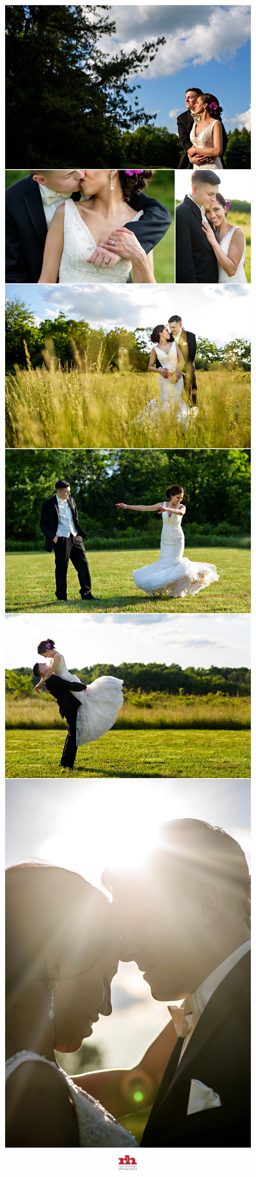 A Bride & Groom dance and kiss in a field at their Pearl S Buck Estate Wedding in Bucks County.